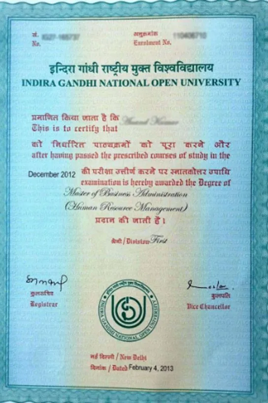 IGNOU Certificate